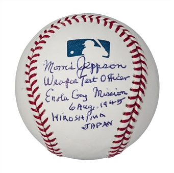 Morris Jeppson Signed/Inscribed Baseball (JSA)